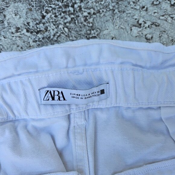 Zara Women Shorts With Fabric Belt White Cotton Short Shorts Size 8US 40EU - Picture 7 of 9